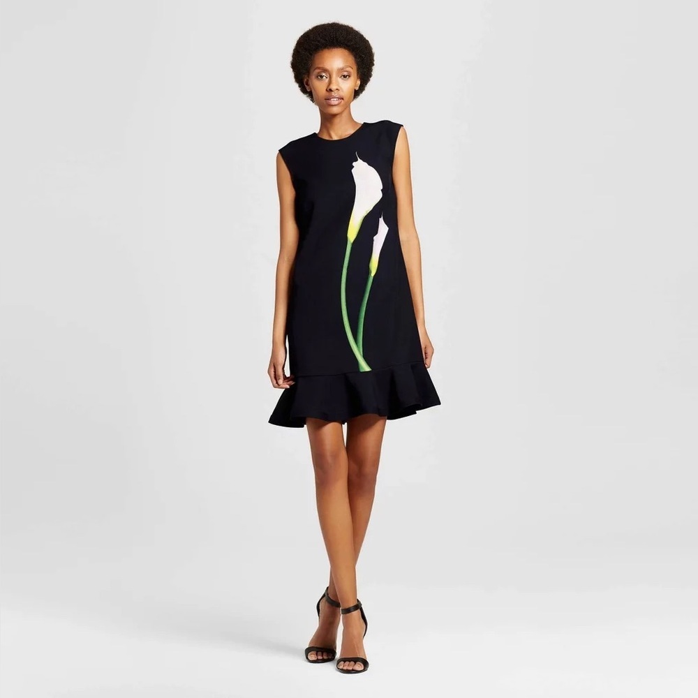 Victoria Beckham x Target black calla lily floral sleeveless shift dress - XS